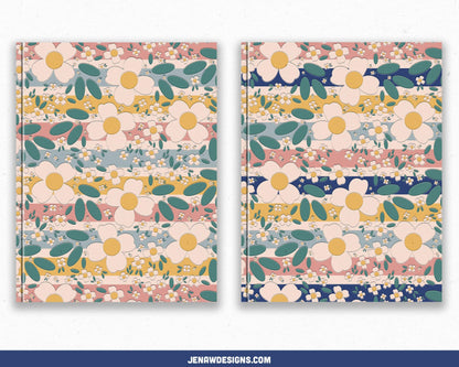 Digital Planner & Notebook Cover | 7 Floral Covers | Vertical - Jena W Designs