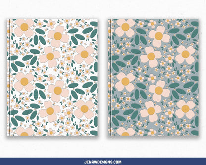 Digital Planner & Notebook Cover | 7 Floral Covers | Vertical - Jena W Designs