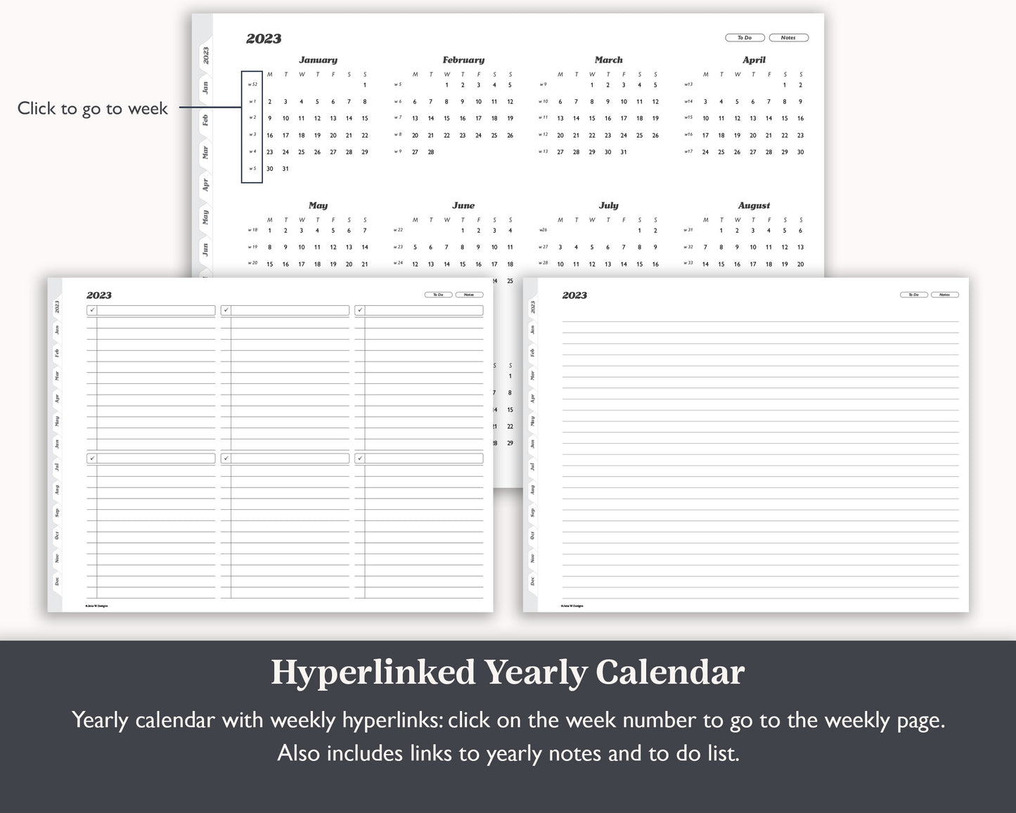 2023 Monthly Weekly Planner with To Do Lists | Landscape Planner for e-ink Devices
