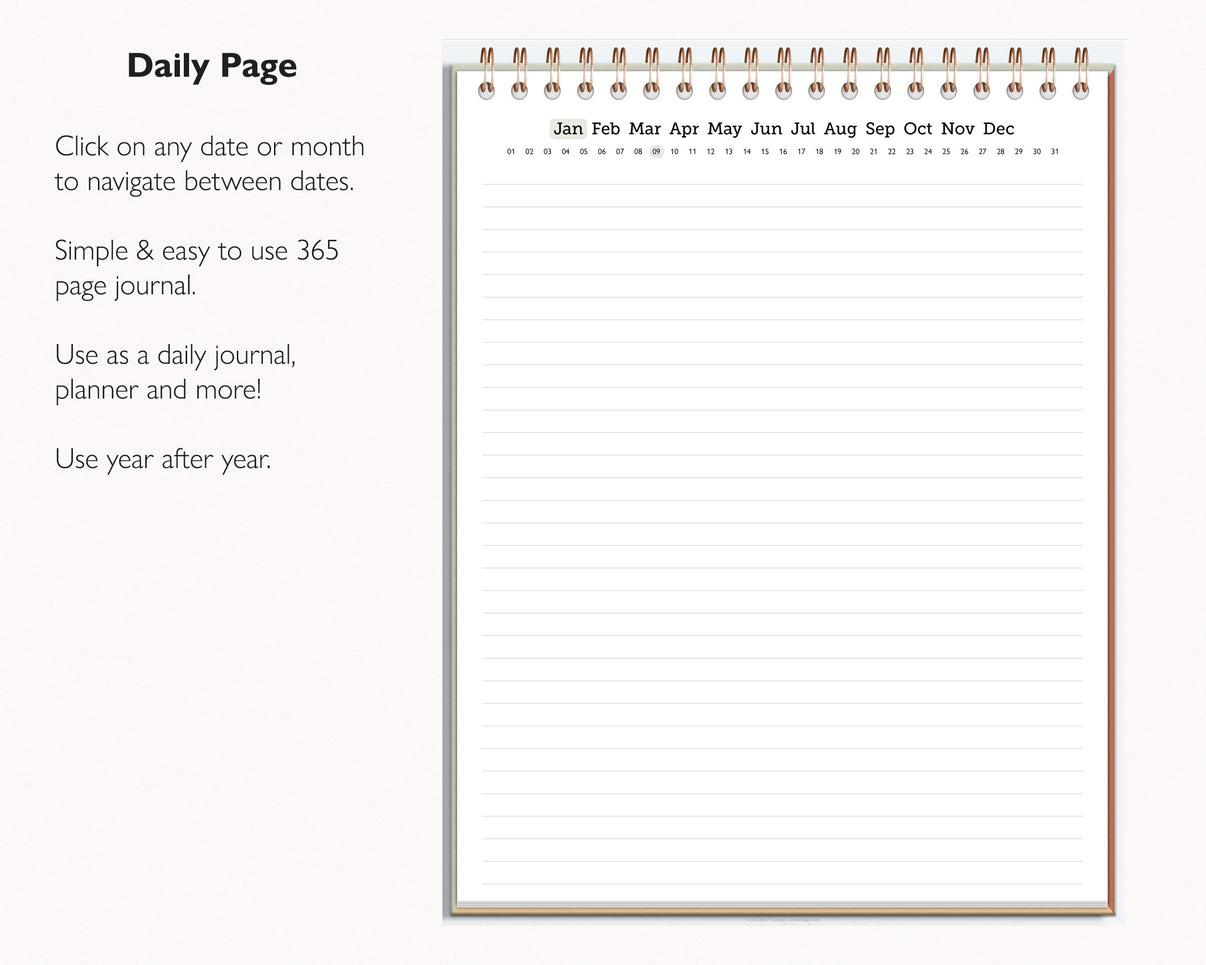 Undated Daily Digital Journal | Realistic 365 Journal – Jena W Designs