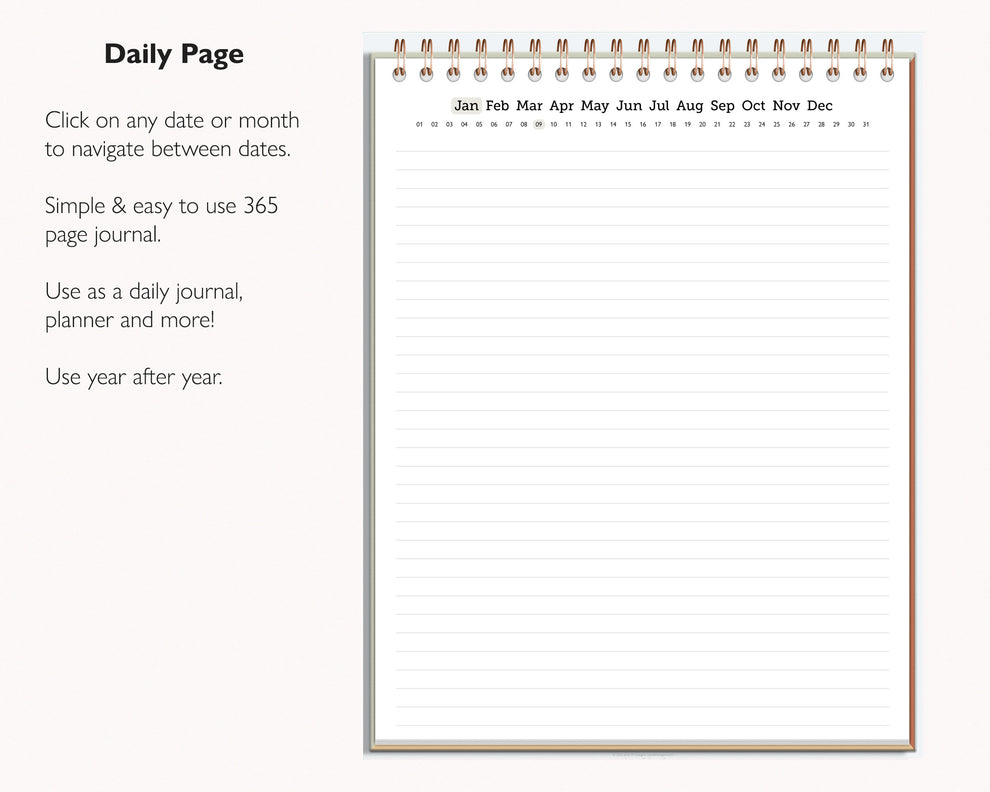 Single Journal Undated Daily Digital Journal | Realistic 365 Journal – Jena W Designs