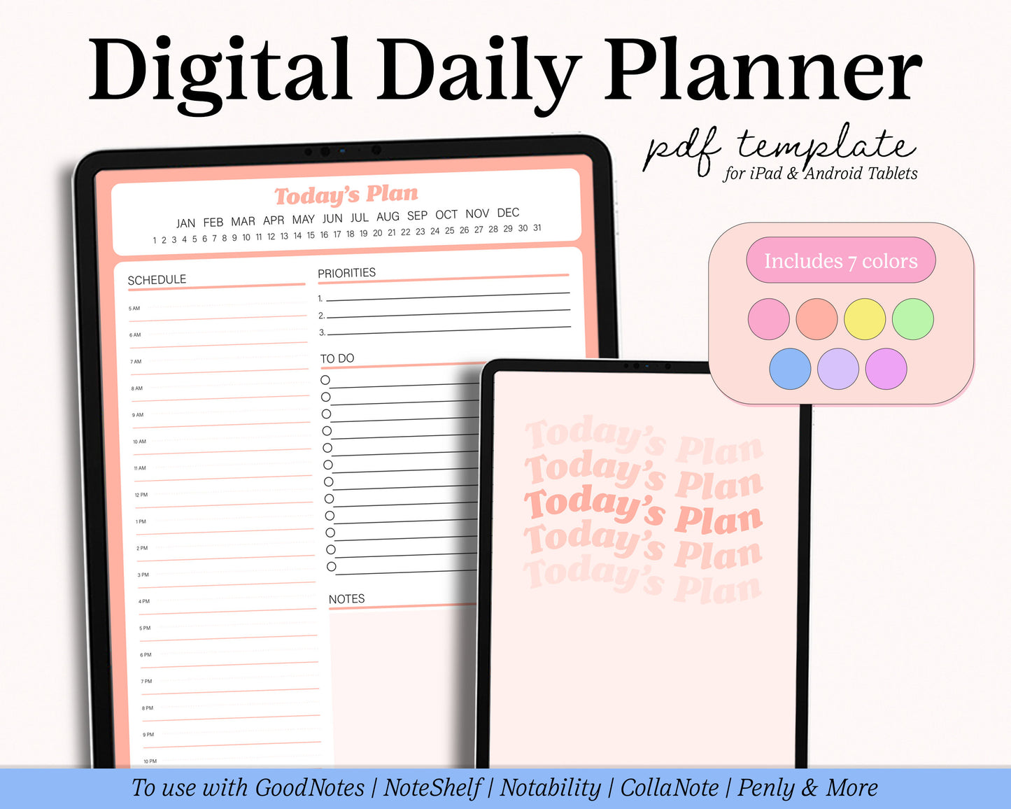 One Page Daily Planner | PDF Planner