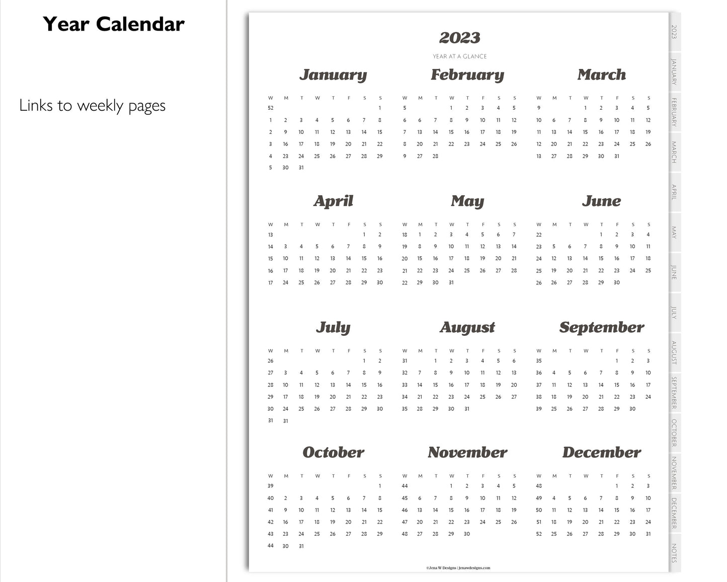 2023 Minimal Modern Weekly Planner | Simple Digital Planner | Vertical