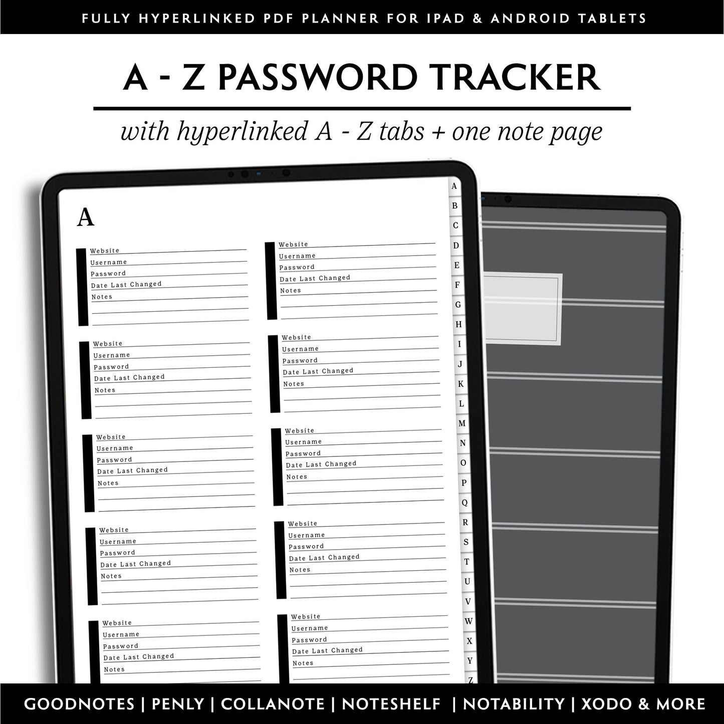 A-Z Tab Digital Password Book