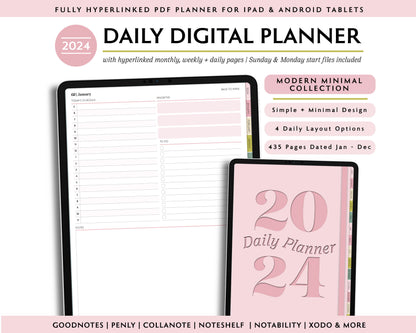 2024 Simple Daily Digital Planner | Modern Minimal Collection