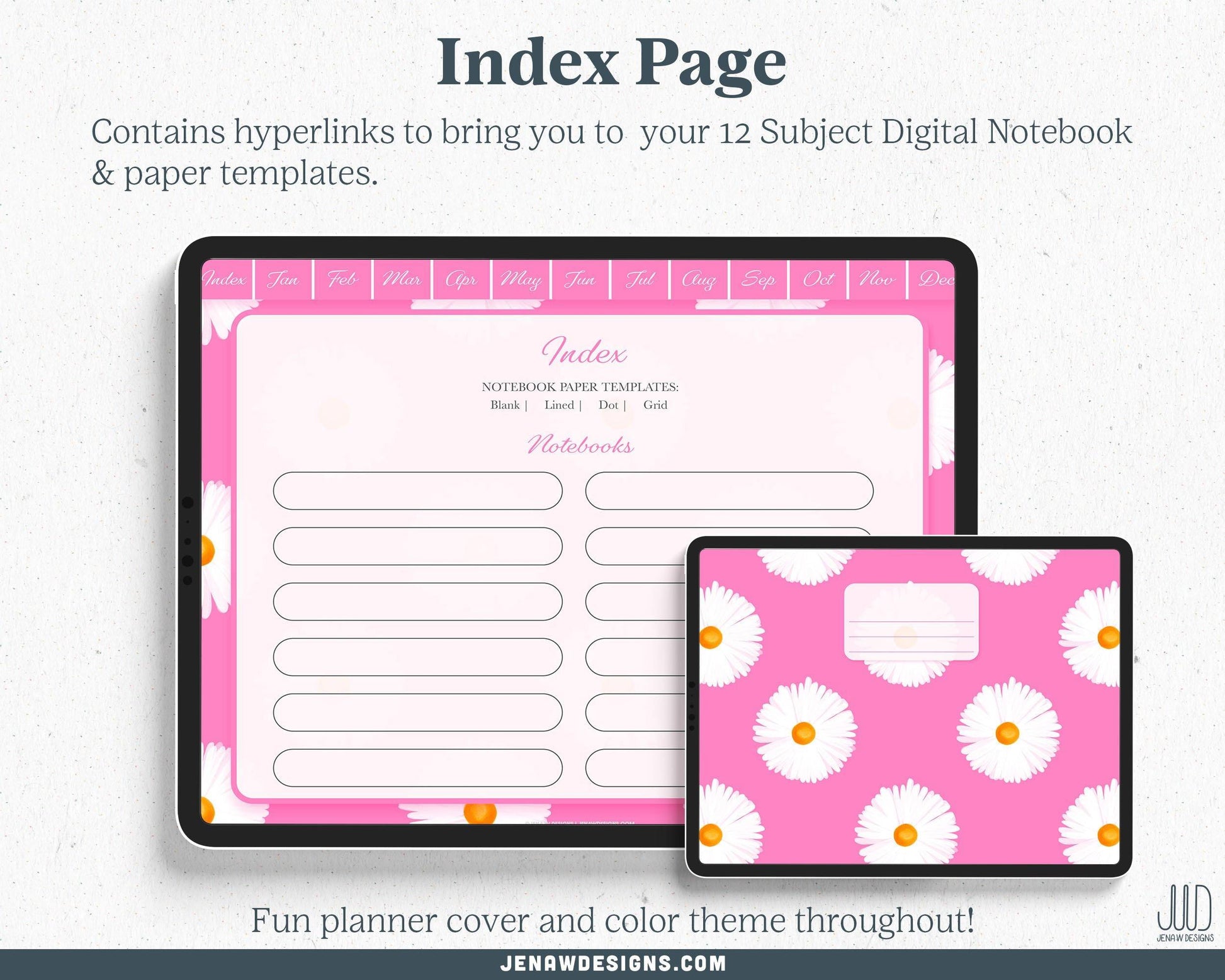 Undated Digital Planner | Vibrant Daisy Collection - Jena W Designs