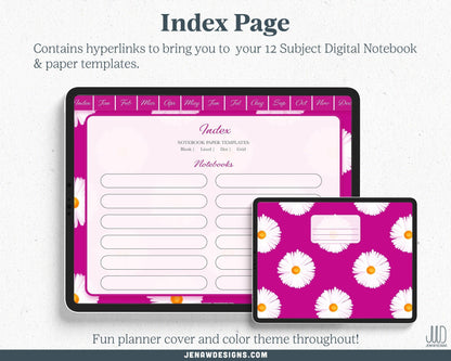 Undated Digital Planner | Vibrant Daisy Collection - Jena W Designs