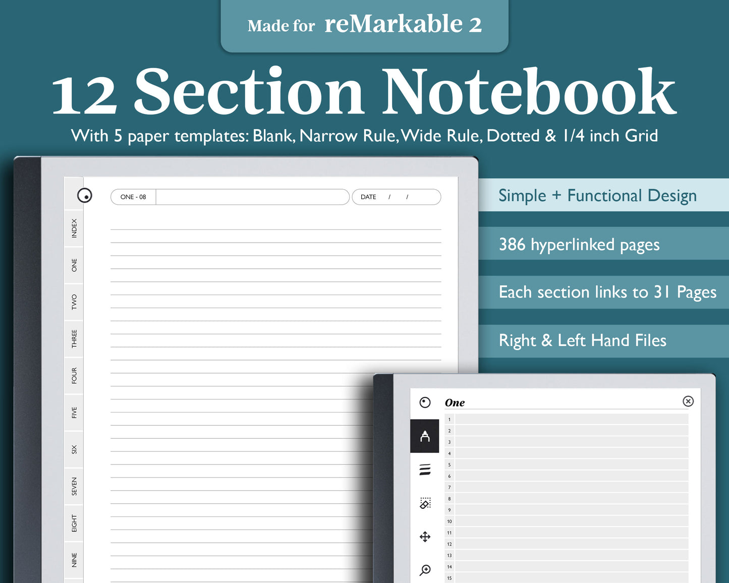 12 Section Notebook | for e-ink Devices