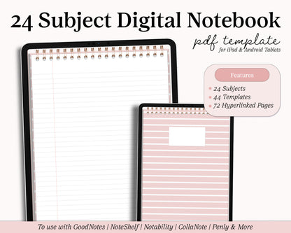 24 Subject Notebook | Multiple Paper & Planning Templates | Realistic Notepad