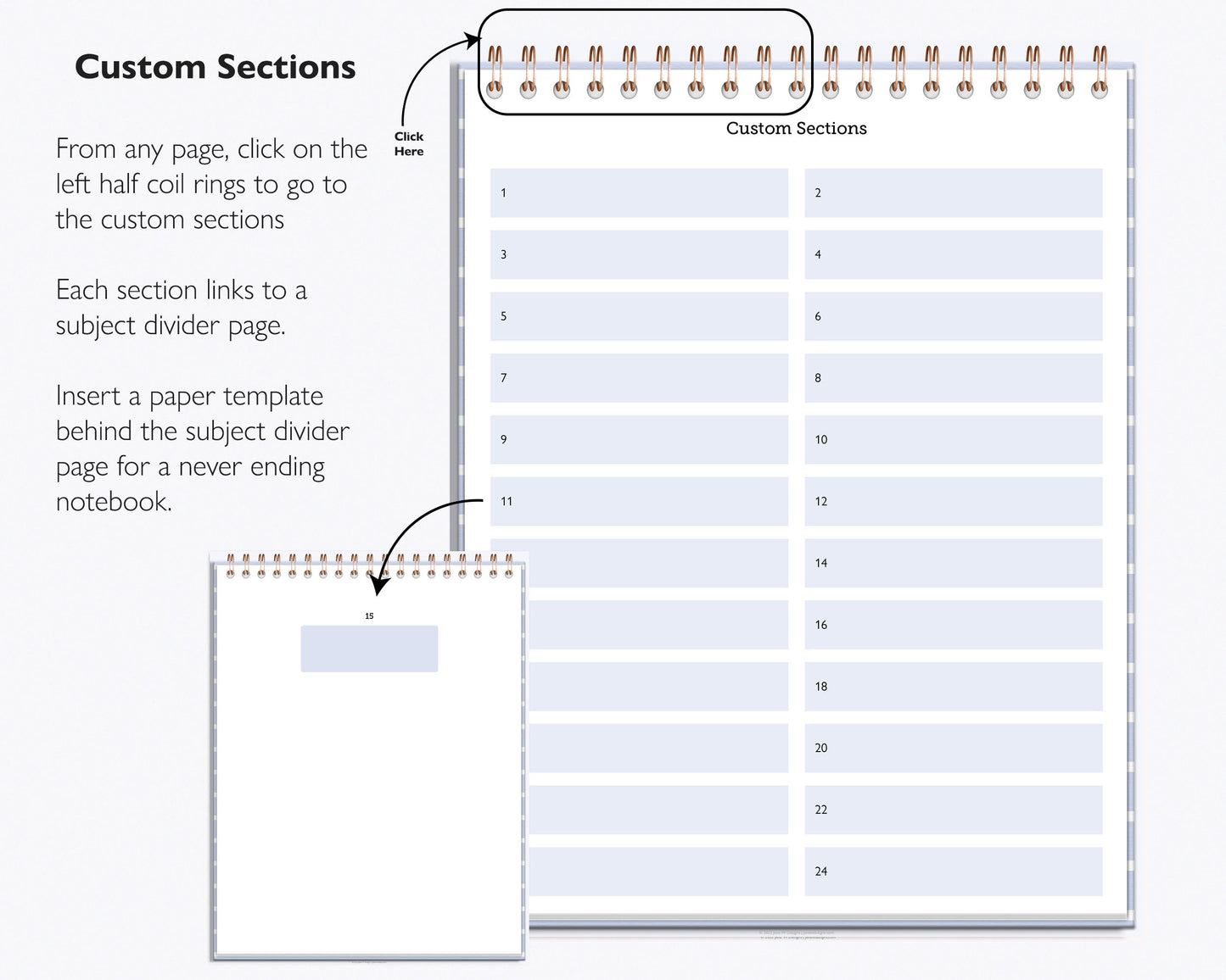 24 Subject Notebook | Multiple Paper & Planning Templates | Realistic Notepad