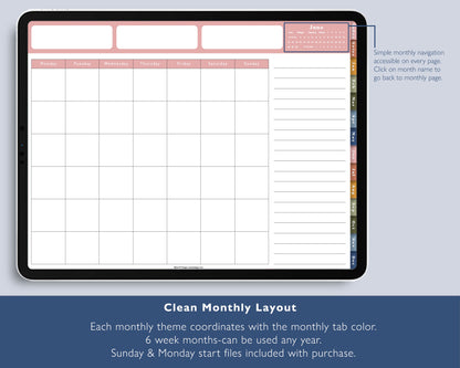 Undated Daily Planner with Monthly Budget & 12 Subject Notebook - Color Pop Collection