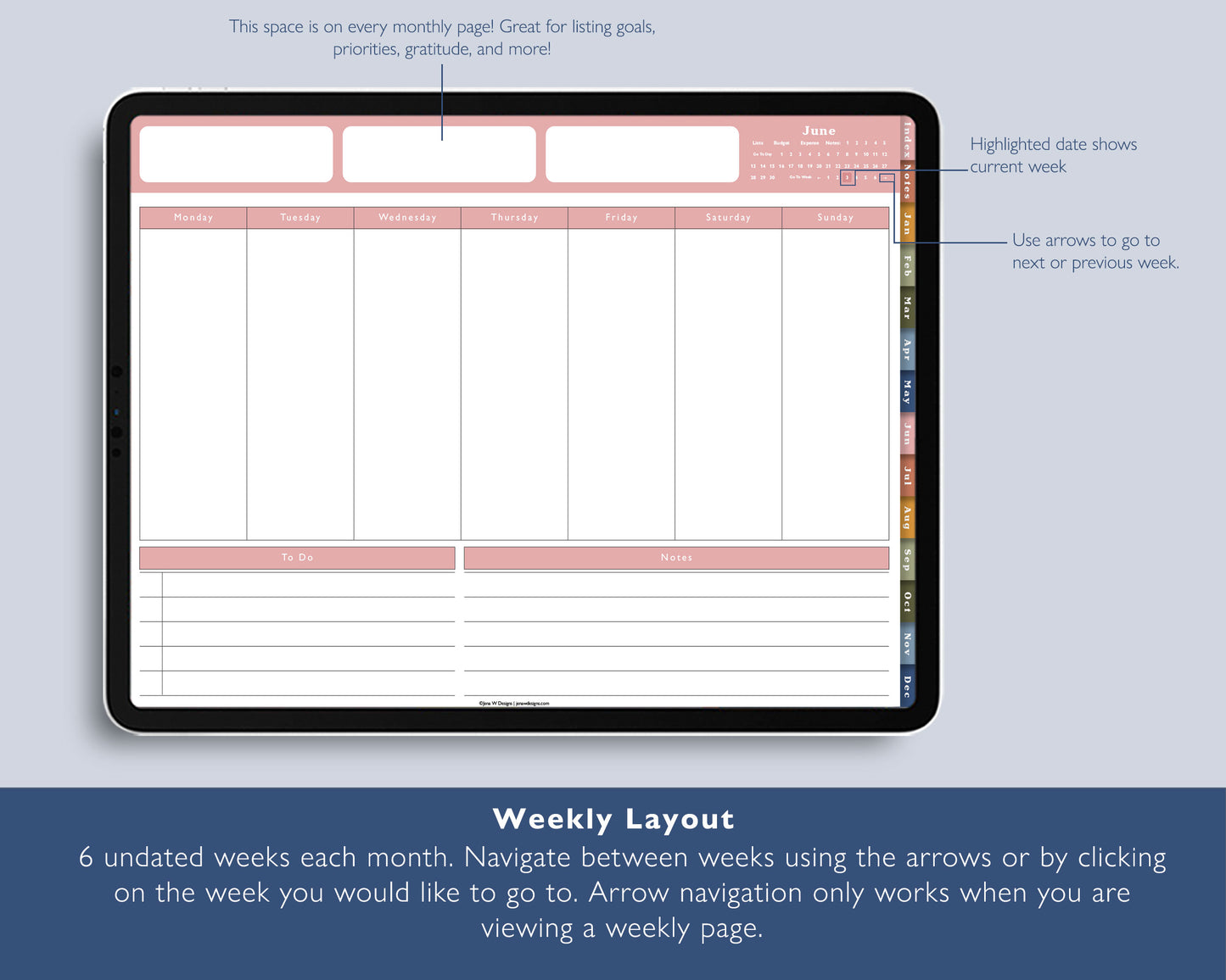 Undated Daily Planner with Monthly Budget & 12 Subject Notebook - Color Pop Collection