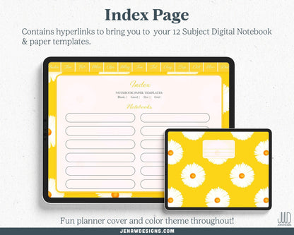 Undated Digital Planner | Vibrant Daisy Collection - Jena W Designs