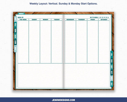 Undated Weekly Digital Planner with Flip Tabs - Jena W Designs