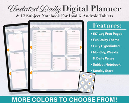 Undated Digital Planner | Vibrant Daisy Collection - Jena W Designs